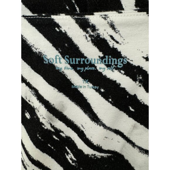 Size 1X 16 18 SOFT SURROUNDINGS BLACK+WHITE ZEBRA PRINT‎ FAUX-WRAP DRESS Plus Sz - Picture 4 of 5